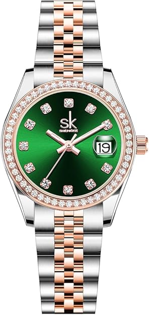 Crystal Accented with Solid Alloy Steel Band Watch Elegant