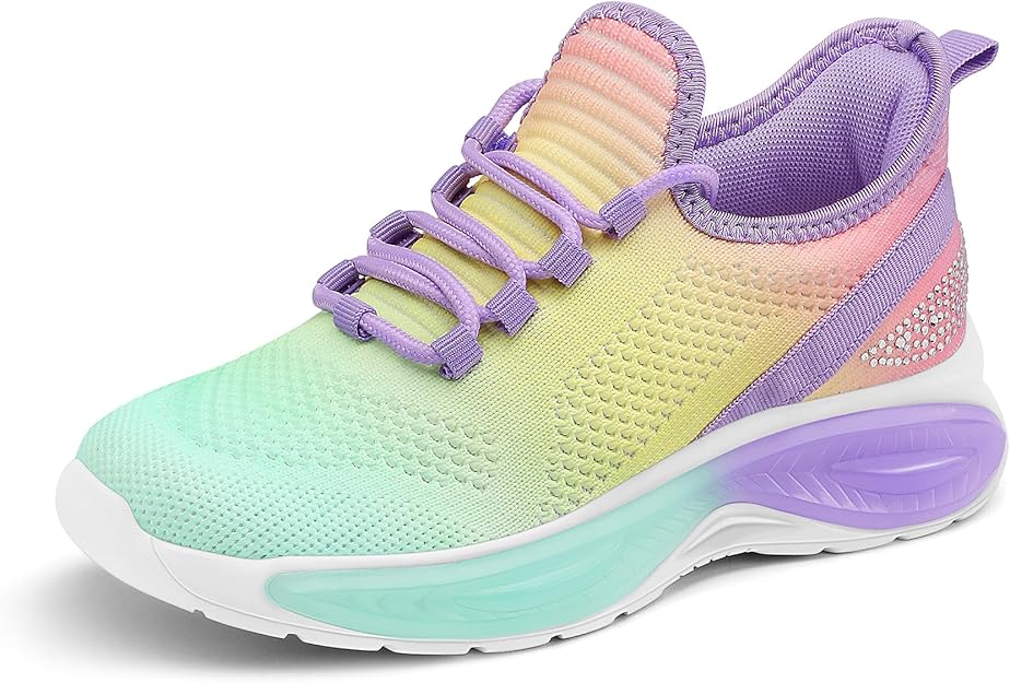 Girls Lightweight Sneakers Kids Lace-up Tennis Running Shoes